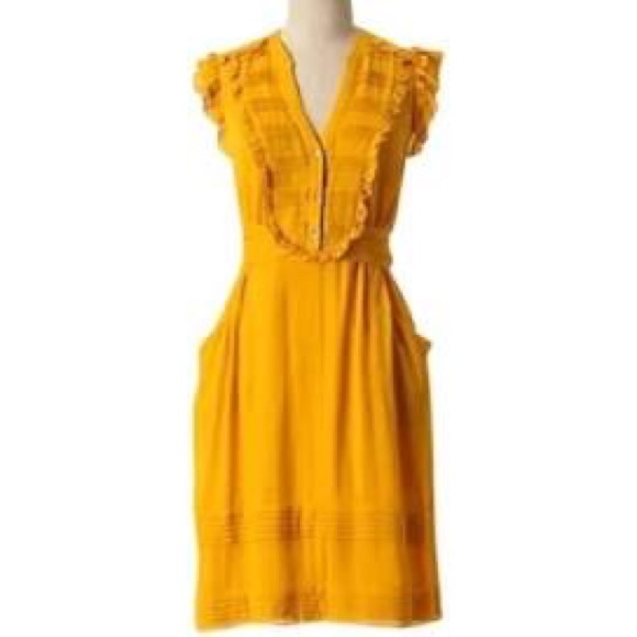 Anthropologie Dresses & Skirts - 💝🆕Anthro Odille Mustard Yellow Ruffle Dress💝